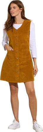 M&Co Womens Cord Button Through Pinafore Dress - Womens Orange
