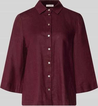 Christian Berg Relaxed Fit Leinenbluse mit 3/4-Arm in Schoko, Gr&ouml;&szlig;e 34