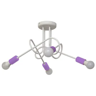 Netlighting Oxford Multi Arm Semi Flush Ceiling Light White Purple 44cm