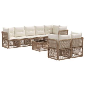 vidaXL Conjunto De Sof&aacute;s De Jard&iacute;n 9 Pcs Beige Rat&aacute;n Sint&eacute;tico Vidaxl