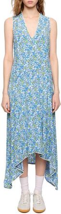 Zadig&Voltaire Rerol Floral Sharkbite Hem Dress in Pear at Nordstrom, Size X-Small
