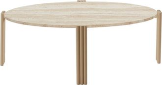 AYTM Ovaler Marmor Design Couchtisch Tribus Schwarz/Travertin, 92.4 x 47.6 cm