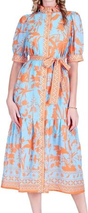 Jade Yoga Placket Midi Dress In Birds Of Paradise