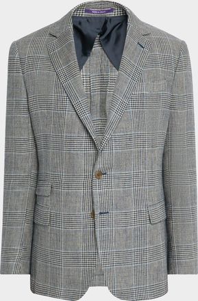 Ralph Lauren Purple Label Mens Kent Glen Plaid Linen Sport Coat