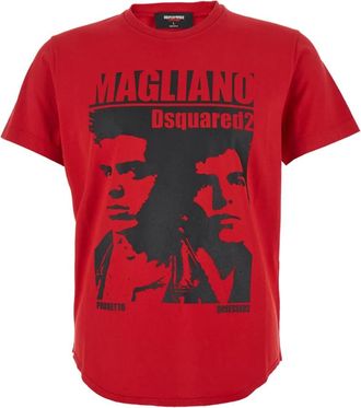 Dsquared2 Tops, Heren, Rood, L, Katoen, Magliano X T-shirt