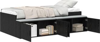 vidaXL Cama Con Almacenamiento Roble Negro 75 X 190 Cm Vidaxl
