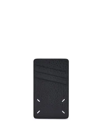 Maison Margiela Logo-Print Grained Leather Card Case - Black