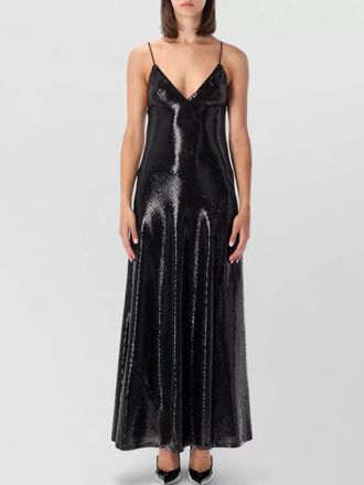 Alberta Ferretti sequin v-neck sleeveless maxi dress