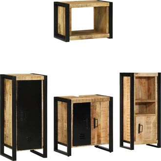 vidaXL Juego De Muebles De Ba&ntilde;o 4 Uds. Marr&oacute;n Y Negro 40 X 35 X 90 Cm Vidaxl