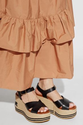 Chlo&eacute; Wedge Sandals Sand, Womens, Black