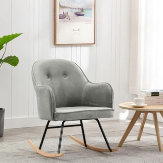 vidaXL Silla Mecedora De Terciopelo Gris Vidaxl