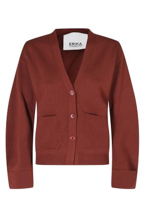 Erika Cavallini Semi Couture Pietro Cannella V-Neck Virgin Wool Cardigan