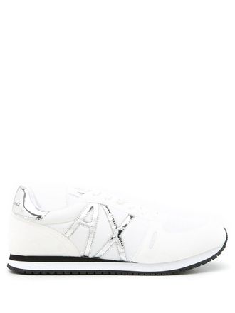 A|X Armani Exchange metallic-logo low-top sneakers - women - Fabric/Other Materials - 36 - White