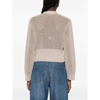 Brunello Cucinelli Sequin-Embellished Openwork Cardigan - Beige