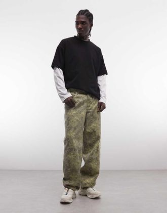 HUF Cromer - Pantaloni dritti verdi con stampa mimetica-Verde