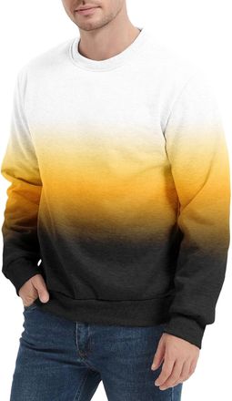 Generic Mens Plus Size Gradient Sweatshirts Long Sleeve Crewneck Baggy Cozy Pullover Top Warm Soft Comfy Sweatshirt (UK, Alpha, 3XL, Regular, Regular, 8)