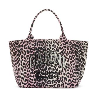 Ganni Tote Bags, female, Multicolor, Size: ONE SIZE Leopard Medium Tote