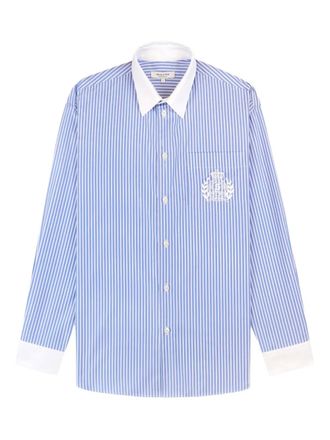 Sporty & Rich Gestreept overhemd met borduurwerk - Blauw