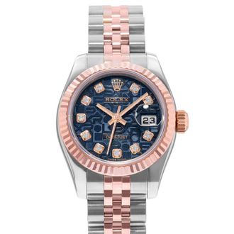 Rolex Pre-owned Rolex Datejust 26 Automatic Chronometer Diamond Blue Dial Ladies Watch 179171 BLJDJ