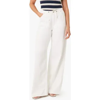 Habitual Lia Drawstring Wide Leg Jeans in White at Nordstrom, Size 26
