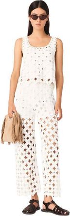 Maje Crochet trousers with mirrors in White at Nordstrom, Size 36 Eu
