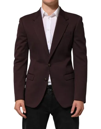 Dolce & Gabbana Mens Maroon Cotton 2 Buttons Suit Jacket Blazer Co+pa