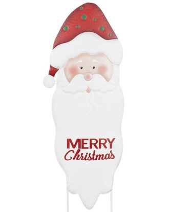 Melrose International Merry Christmas Santa Stake