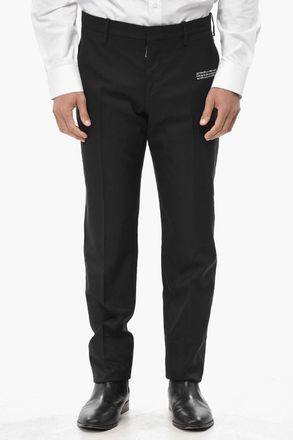 Off-white PERMANENT Pantaloni Skinny in Lana Vergine con Stampa Off-White