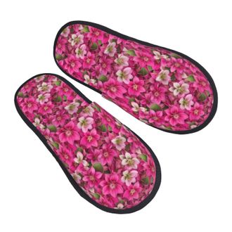 Generic Camping Slippers Budding Roses Portable Plush Slippers Furry Anti-Slide Slipper For Home Ladies Room M