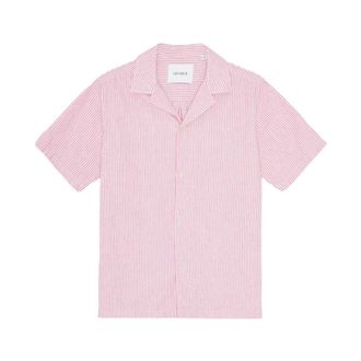 Les Deux Short Sleeve Shirts, male, Pink, Size: XL Lukas Stripe Shirt