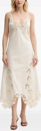 Guess Co floral-lace midi dress - women - Cotton/Polyester - 40 - Neutrals