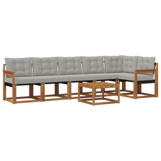 vidaXL Conjunto De Sof&aacute;s De Exterior 7 Pcs Gris Natural Y Claro Vidaxl