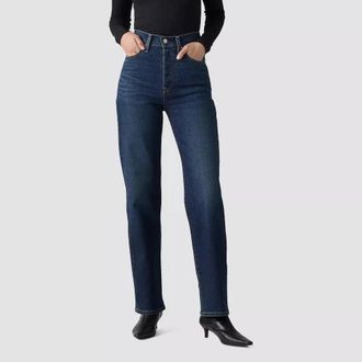 Levi's Ribcage Jeans Womens Blue Denim Wash Straight Leg GBO4006