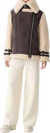 Mackage Womens Rhoslyn Shearling Jacket In Coffee Natural