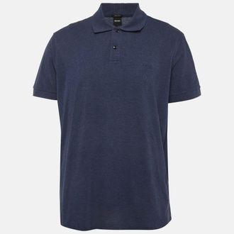 HUGO BOSS Boss By Hugo Boss Blue Pique Polo T-Shirt