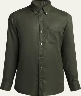 Tom Ford Mens Slim-Fit Gabardine Button-Down Shirt