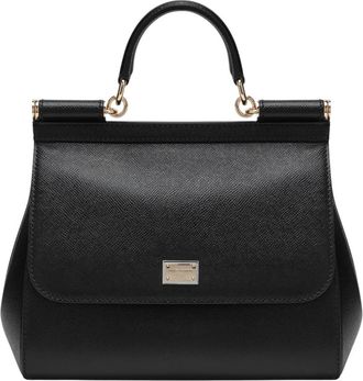 Dolce & Gabbana Tassen, Dames, Zwart, ONE Size, Leer, Grote Sicily Handtas