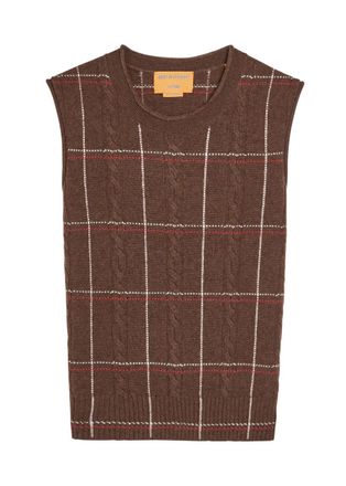 Guest In Residence Check Cashmere Vest - Brown - S (UK8-10 / S)