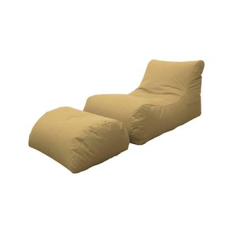Talamo Italia Dmora Chaise Longue De Salon Moderne, Made In Italy, Fauteuil Avec Repose-pieds En Nylon, Pouf Rembourr&eacute; Pour Chambre, 120x80h60 Cm, Couleur Beige