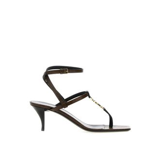 Saint Laurent Brown Calfskin Stiletto Heel Womens Sandals