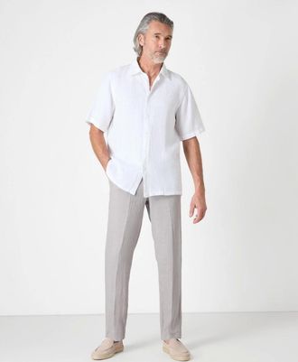 Oliver Sweeney Mens Oliver Sweeney Somerton Mens Short Sleeve Linen Shirt - White - Size: 38/Regular