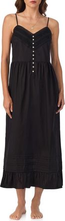Eileen West Lace Trim Cotton Nightgown in Black at Nordstrom, Size X-Large