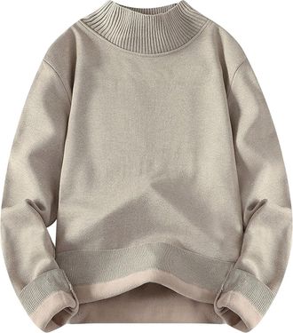 Generic Mens Warm Jumper Large Size - Casual Winter Jumper Solid Color Thick Thermal Sweater Chic And Elegant Loose Outdoor Sweater Versatile Long Sleeve Stan