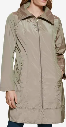 Cole Haan Womens Packable Travel Rain Jacket - Beige Size Medium