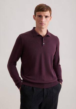 Seidensticker Polokragenpullover SEIDENSTICKER Schwarze Rose, Herren, Gr. XXL, bordeaux, 100% Wolle, unifarben, regular fit, Pullover Polokragenpullover, 1/1 Kragen