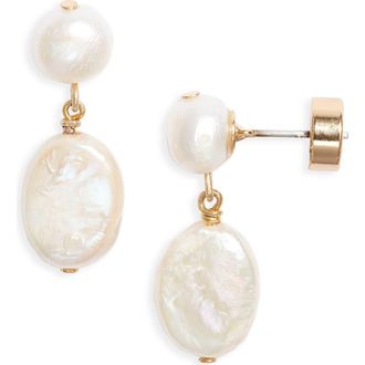 Nordstrom Demi Fine Freshwater Pearl Drop Earrings in White- 14K Gold Plated at Nordstrom