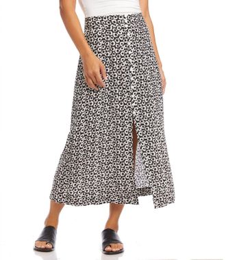 Karen Kane Button Front Midi Skirt In Black/white