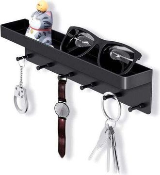 OEM Soporte Met&aacute;lico Para Llaves De Pared Ulisem Con Estante De Almacenamiento, Perchero De Pared Con 6 Ganchos Y Revistero, La Mejor Opci&oacute;n Para Organiza