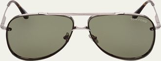 Tom Ford Mens Leon Metal Aviator Sunglasses