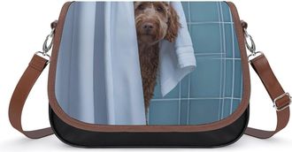 Generic Bath Labradoodle Small Womens Crossbody Bags Shoulder Handbag with Adjustable Strap for Travel